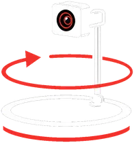 Illustration of a 360 photobooth platform with a camera arm